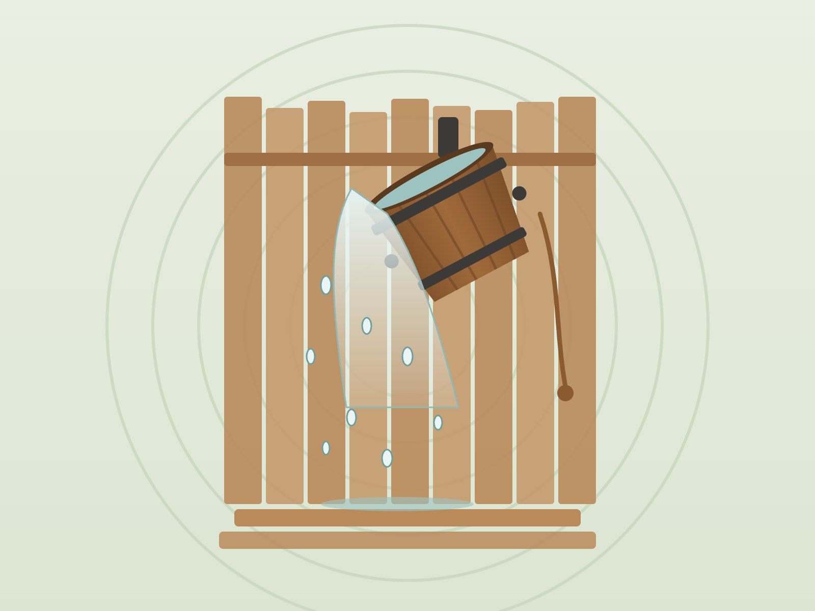 Illustratie van de kantelemmer tegen de houten schutting